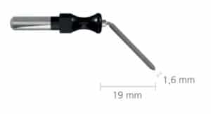 202-0 Lancet bent 19×1.8mm for 4mm holder ? Angle knife (lancet), short ? Dimensions: 19 x 1.6 mm