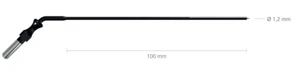 R-270-0 Igła 1,2mm, dł. 100mm do uchwytu 4mm, zagięta ? Igła laryngologiczna ? Uchwyt: 4 mm