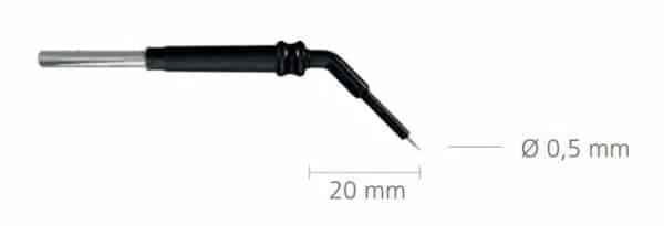 R-324-Elektr. igł. wygięta, wolfram 20mmx0,5mm, do uchw. 2,4